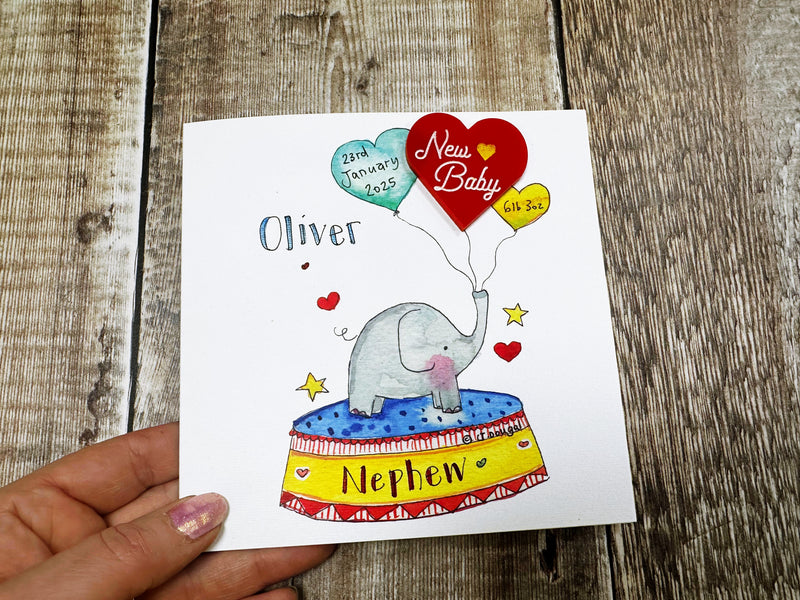 New Baby Elephant Laser cut embellishment Card