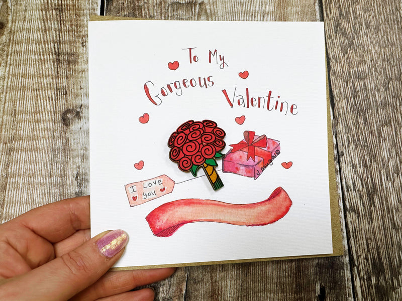 Be my Valentine Rose Bouquet Laser embellished Card