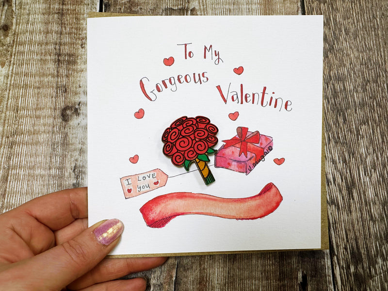 Be my Valentine Rose Bouquet Laser embellished Card