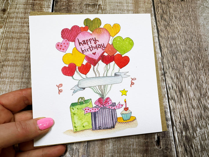 Hearts and Cakes Birthday Card