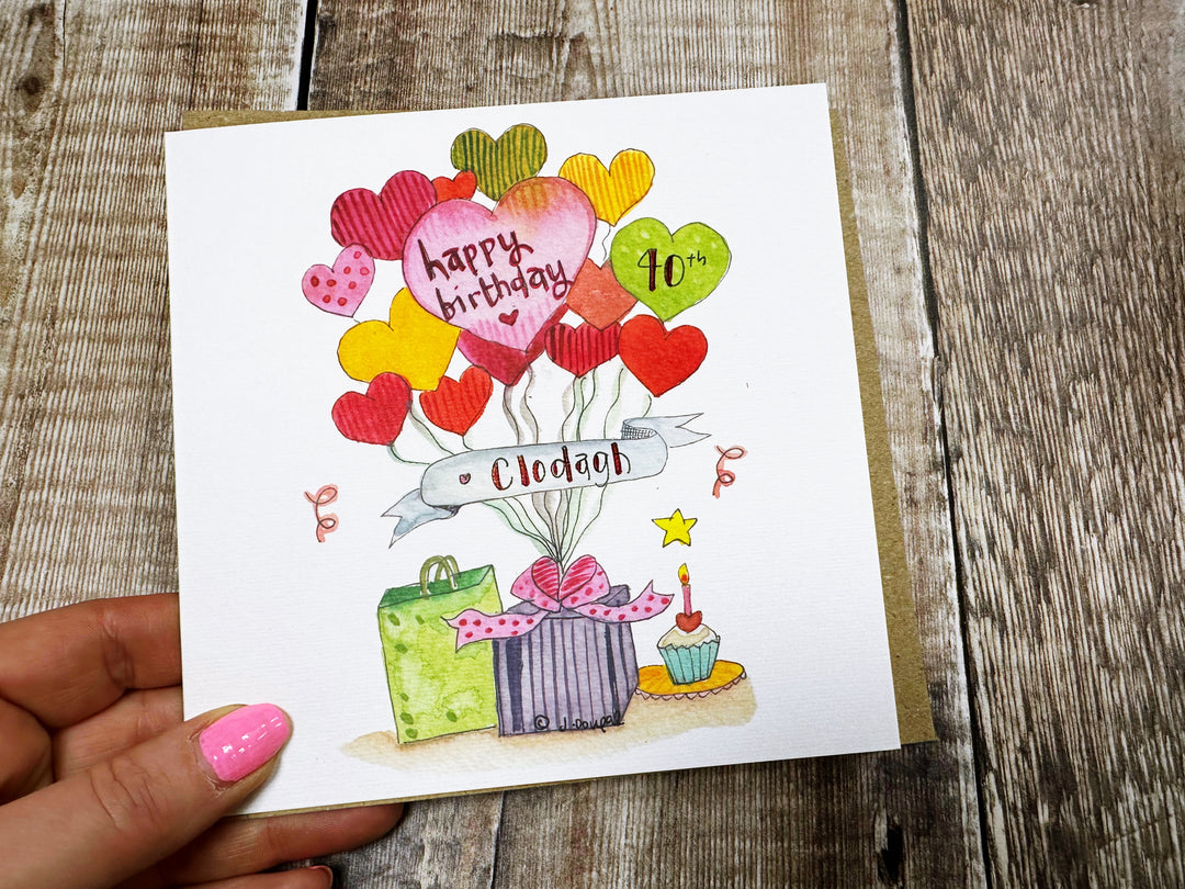 Hearts and Cakes Birthday Card