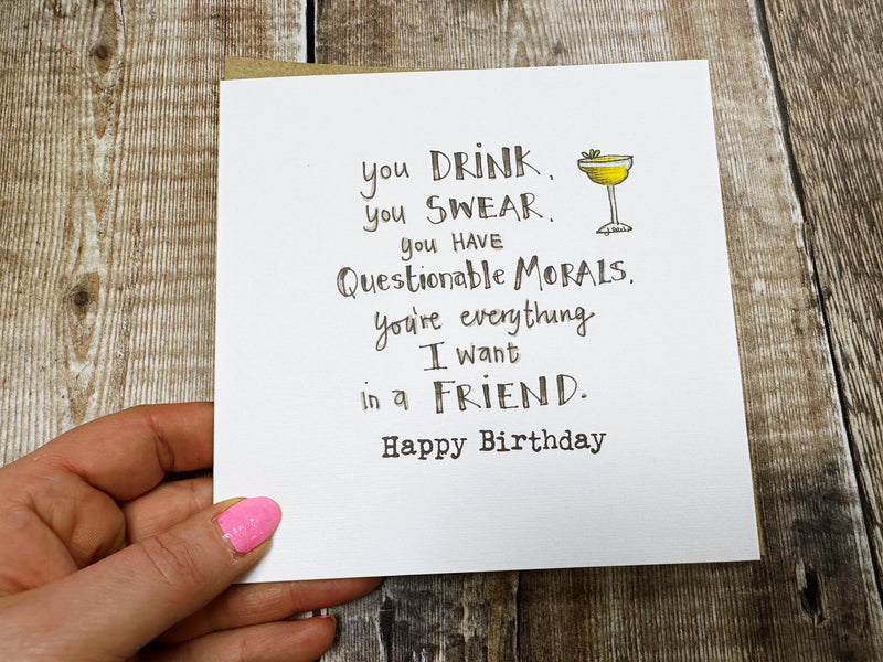 Happy Birthday card, you drink you swear