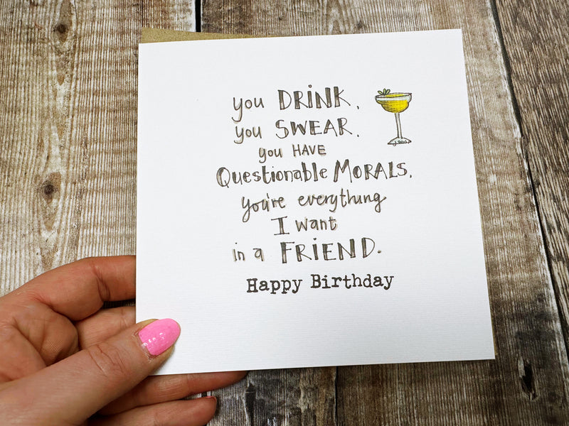 Happy Birthday card, you drink you swear