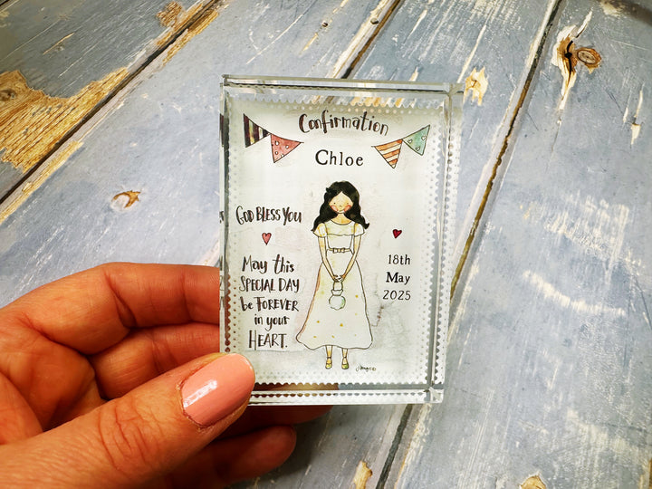 Girl Confirmation Personalised Glass Block Keepsake