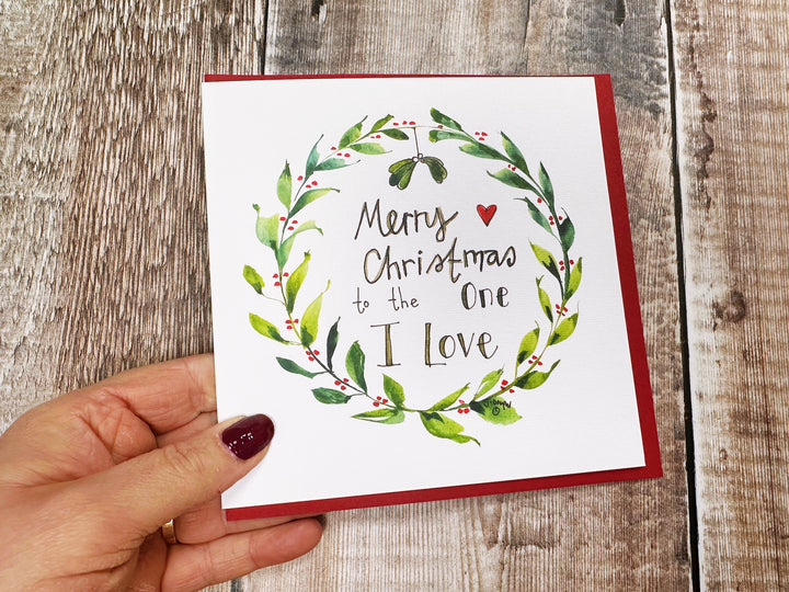 To the one I love Mistletoe Christmas Card - Personalised