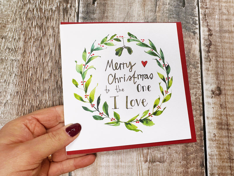 To the one I love Mistletoe Christmas Card - Personalised