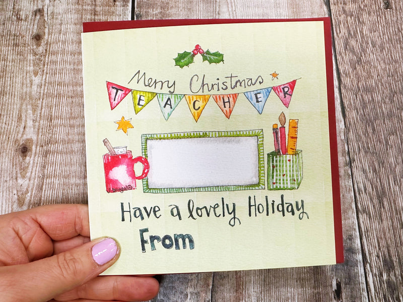 “Merry Christmas Teacher" Christmas Card - Personalised