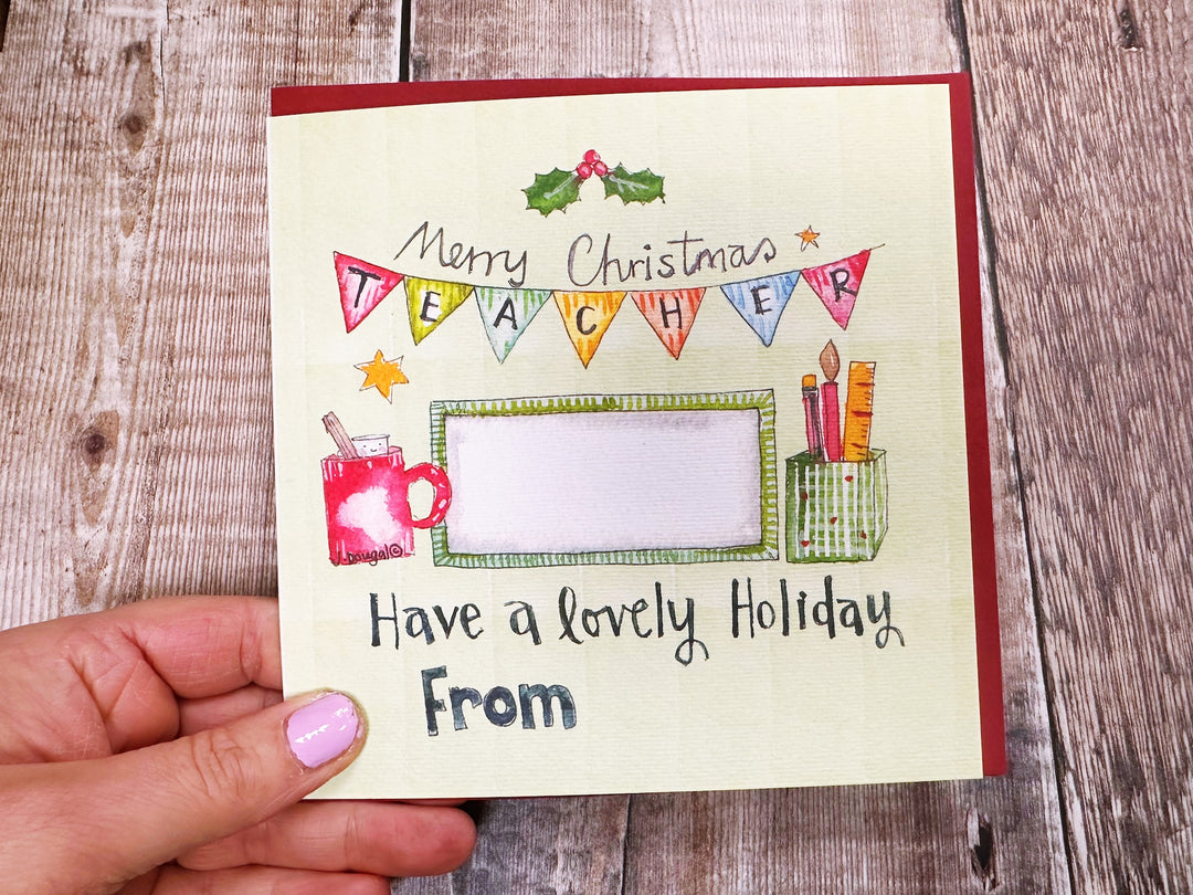 “Merry Christmas Teacher" Christmas Card - Personalised