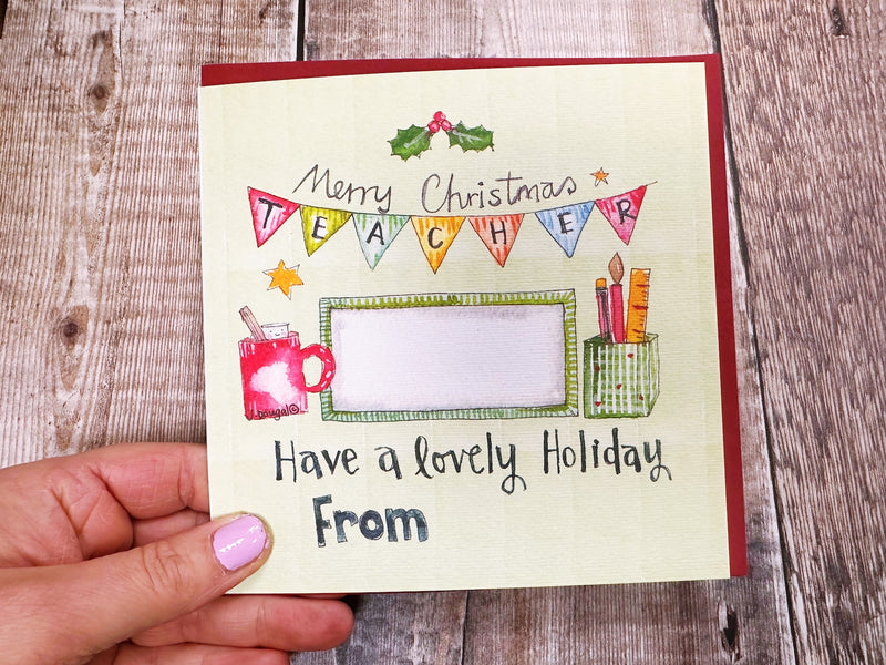 “Merry Christmas Teacher" Christmas Card - Personalised