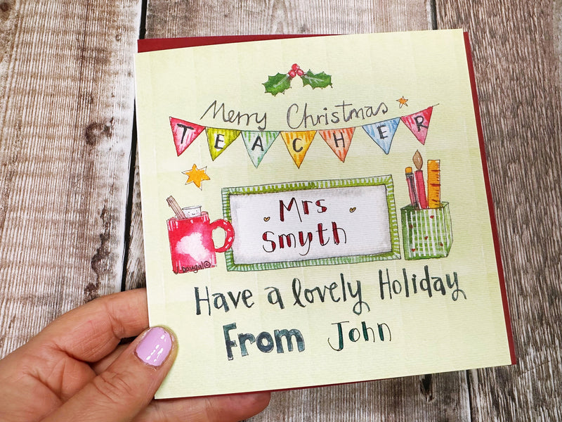 “Merry Christmas Teacher" Christmas Card - Personalised