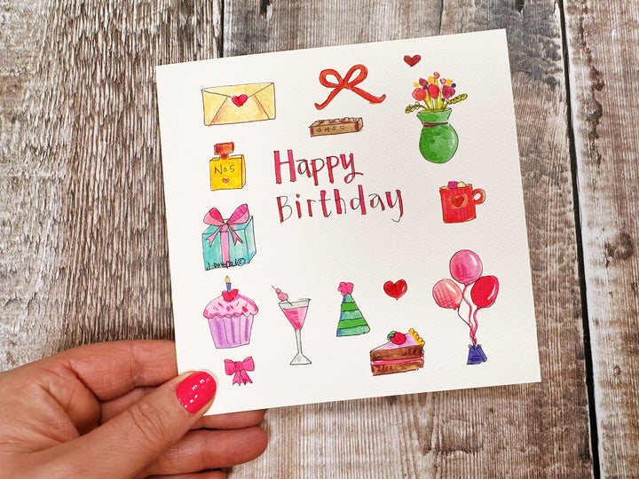 Happy Birthday, Little Icons personalised card