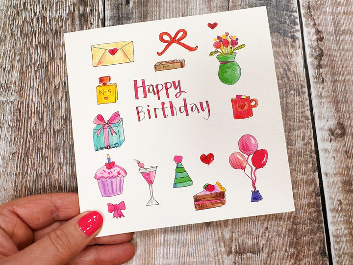 Happy Birthday, Little Icons personalised card