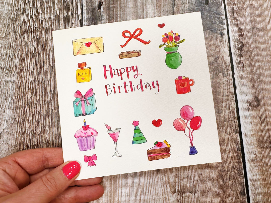 Happy Birthday, Little Icons personalised card