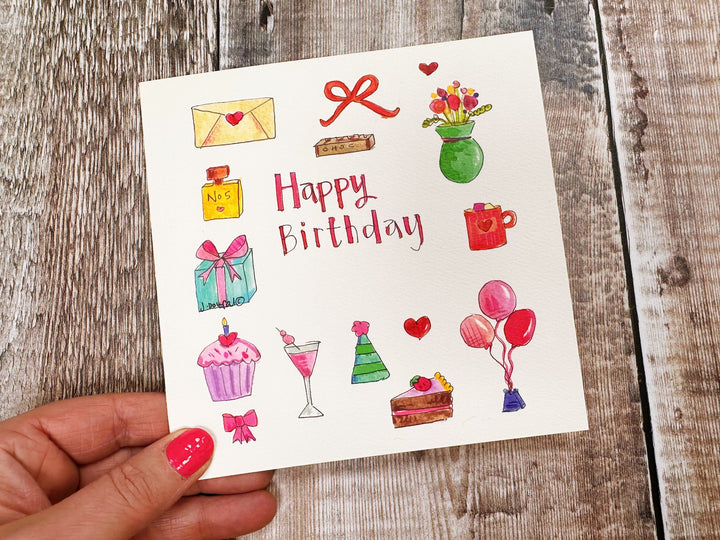 Happy Birthday, Little Icons personalised card