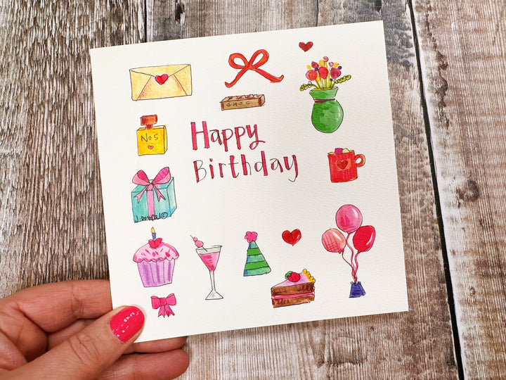 Happy Birthday, Little Icons personalised card