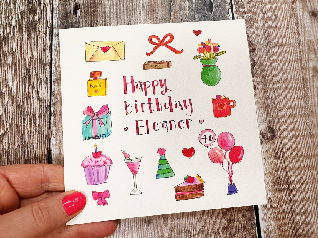 Happy Birthday, Little Icons personalised card