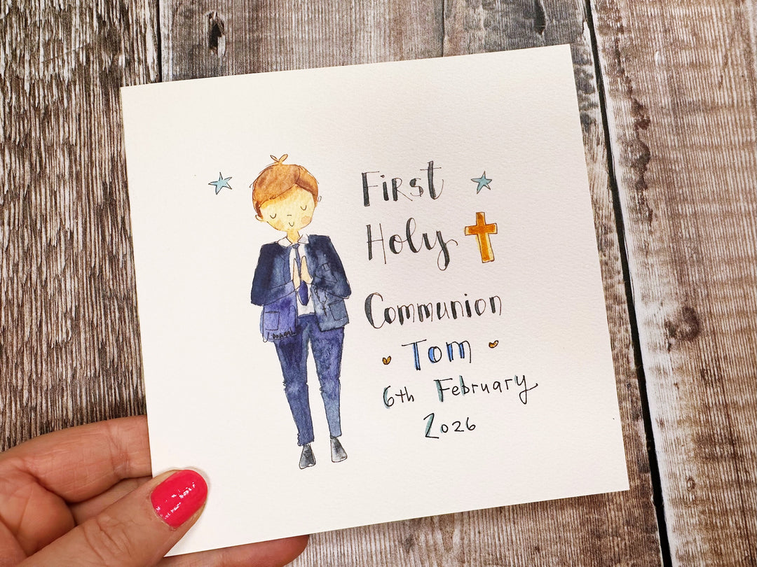 Boy First Holy Communion Card - Personalised