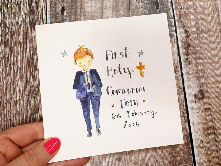 Boy First Holy Communion Card - Personalised
