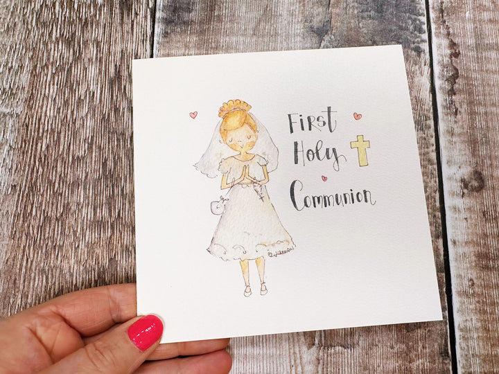 First Holy Communion, Little Girl Card - Personalised