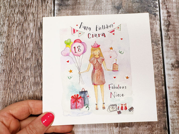 Girl with cake Card - Personalised