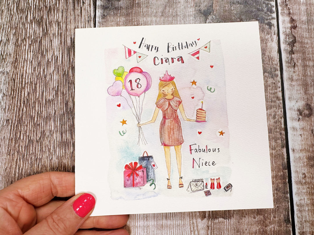 Girl with cake Card - Personalised