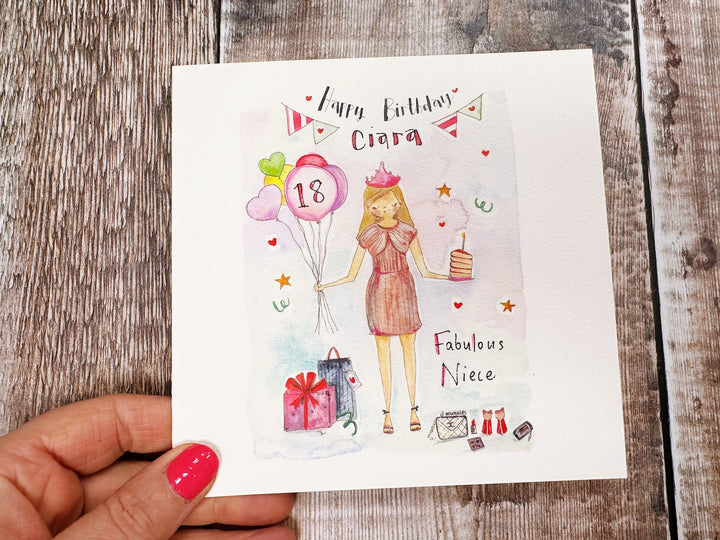 Girl with cake Card - Personalised