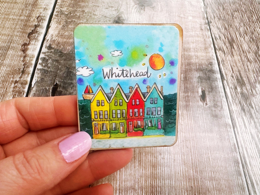 Whitehead Northern Ireland Cute Little City Wooden Magnet
