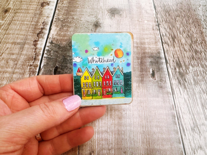 Whitehead Northern Ireland Cute Little City Wooden Magnet