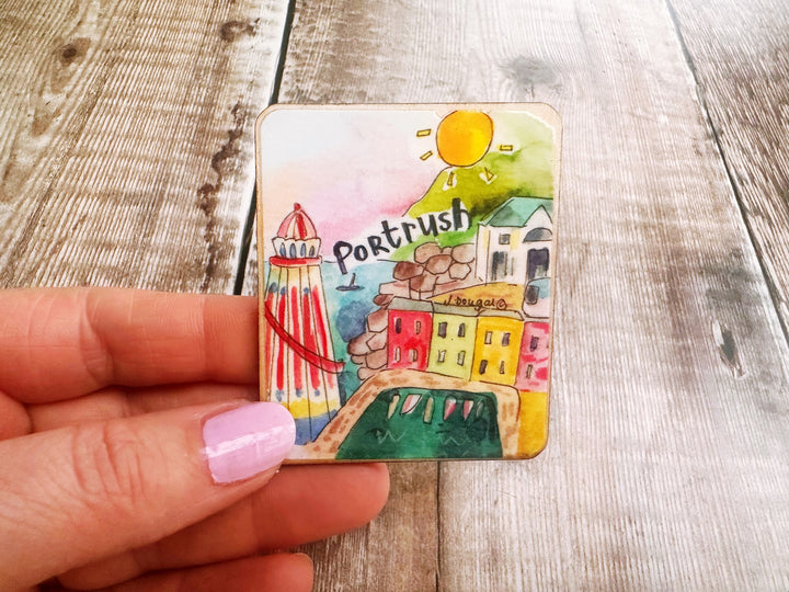 Portrush Northern Ireland Cute Little City Wooden Magnet