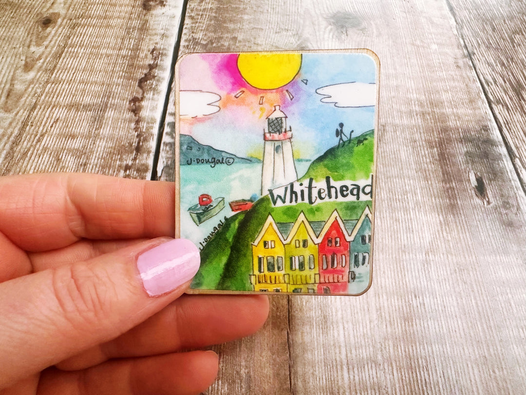 Whitehead Northern Ireland Cute Little City Wooden Magnet