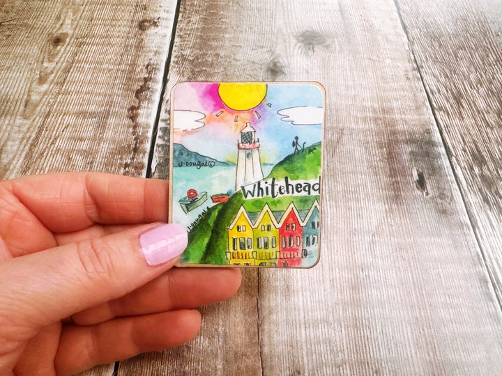 Whitehead Northern Ireland Cute Little City Wooden Magnet