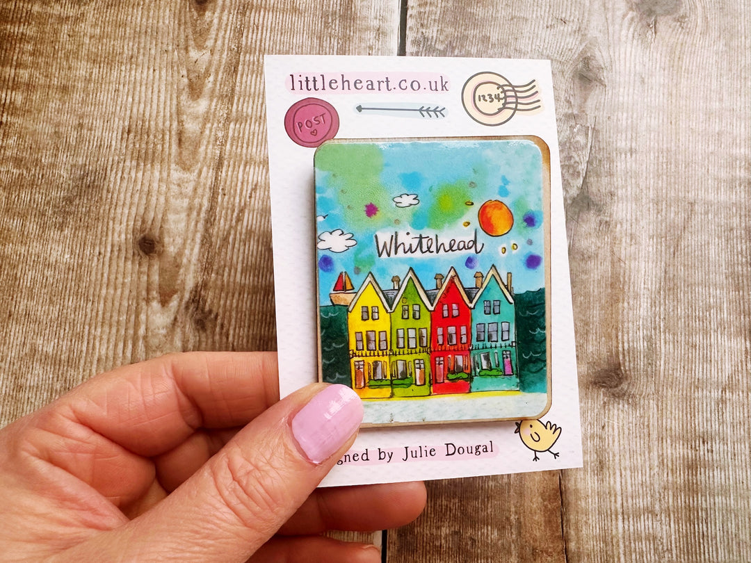 Whitehead Northern Ireland Cute Little City Wooden Magnet