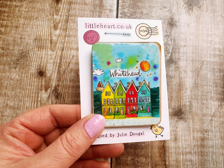 Whitehead Northern Ireland Cute Little City Wooden Magnet