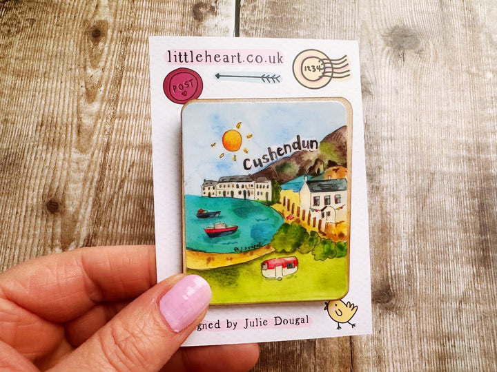 Cushendun Northern Ireland Cute Little City Wooden Magnet