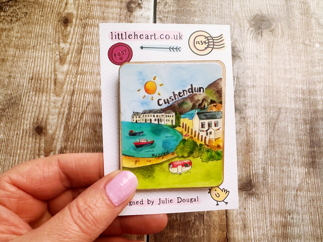Cushendun Northern Ireland Cute Little City Wooden Magnet