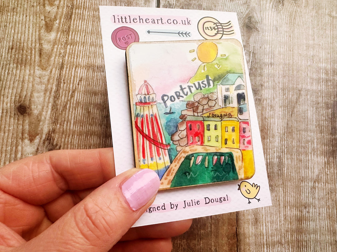Portrush Northern Ireland Cute Little City Wooden Magnet