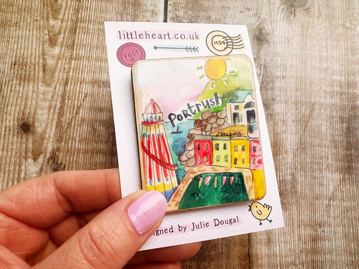 Portrush Northern Ireland Cute Little City Wooden Magnet