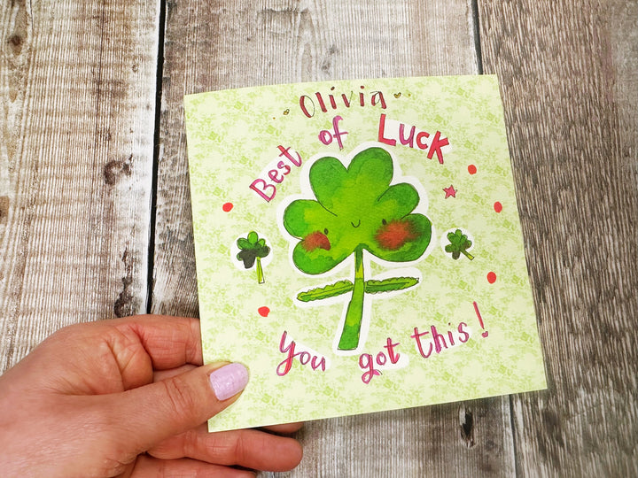 Good Luck you got this Little Shamrock Personalised Card