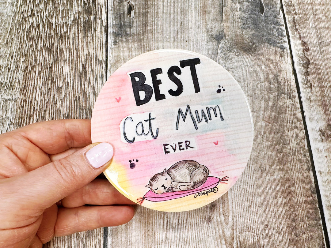 Best Cat Mum Ceramic Coaster