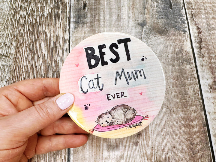 Best Cat Mum Ceramic Coaster