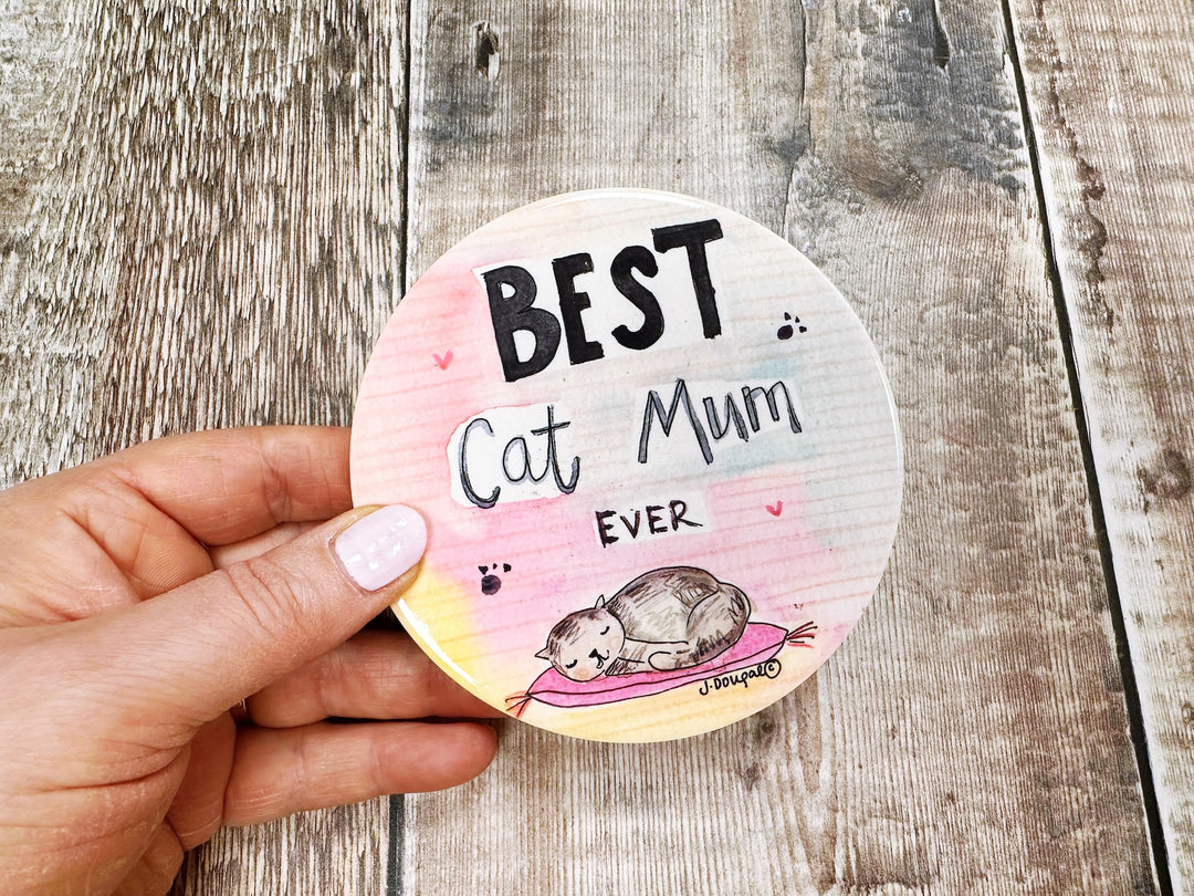 Best Cat Mum Ceramic Coaster