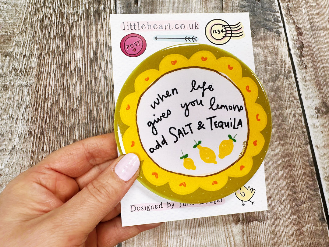 when life gives you lemons add salt and tequila Ceramic Coaster