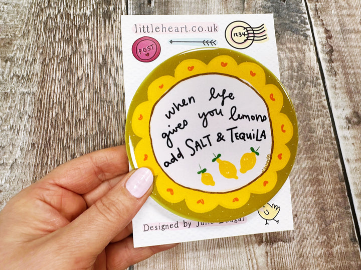when life gives you lemons add salt and tequila Ceramic Coaster