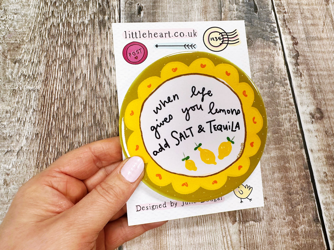 when life gives you lemons add salt and tequila Ceramic Coaster