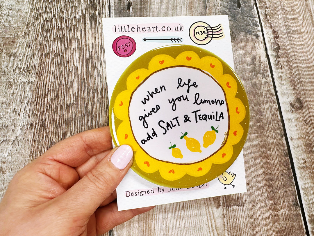 when life gives you lemons add salt and tequila Ceramic Coaster