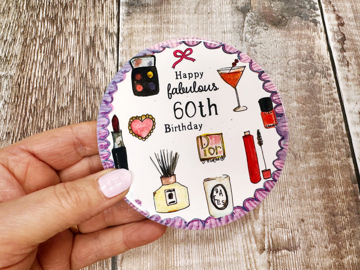Happy Fabulous 60th Birthday cute ceramic coaster
