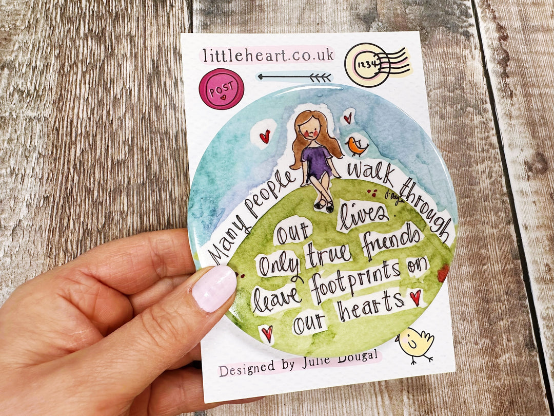 Only true friends leave footprints on our Hearts cute ceramic coaster