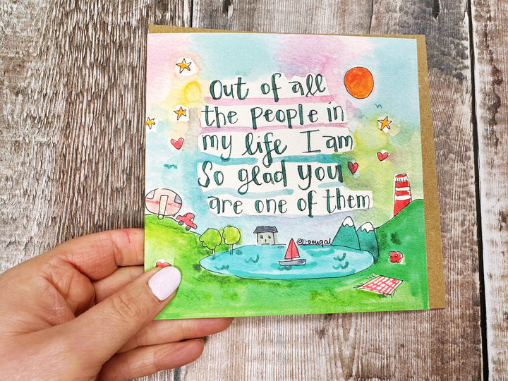 So Glad you are in my life, greeting card.