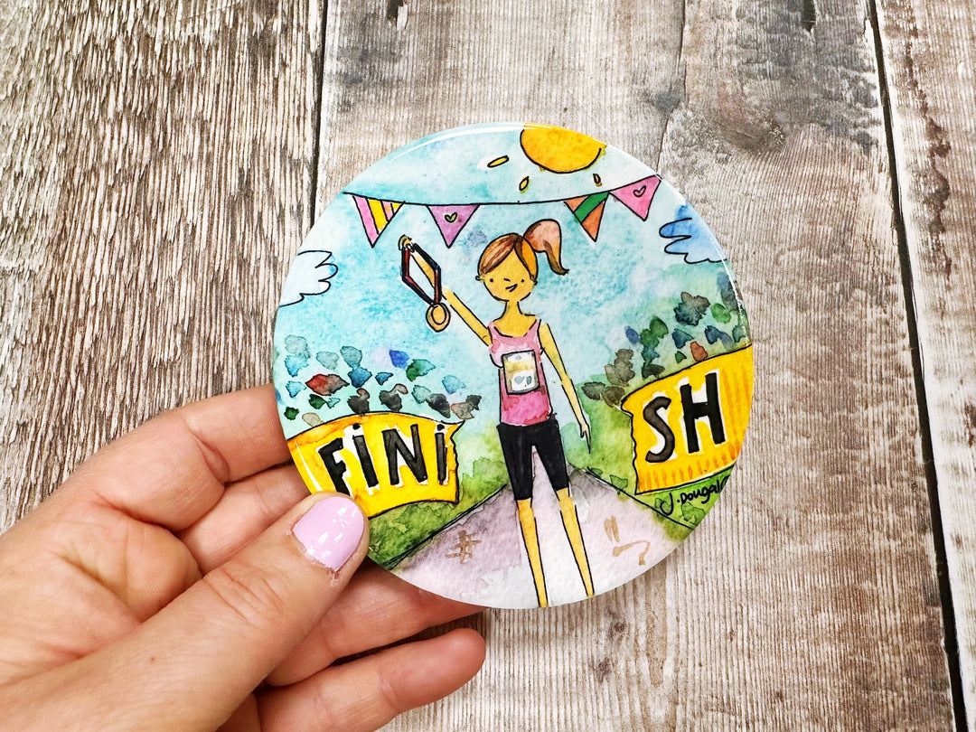 Marathon Runner Cute ceramic coaster