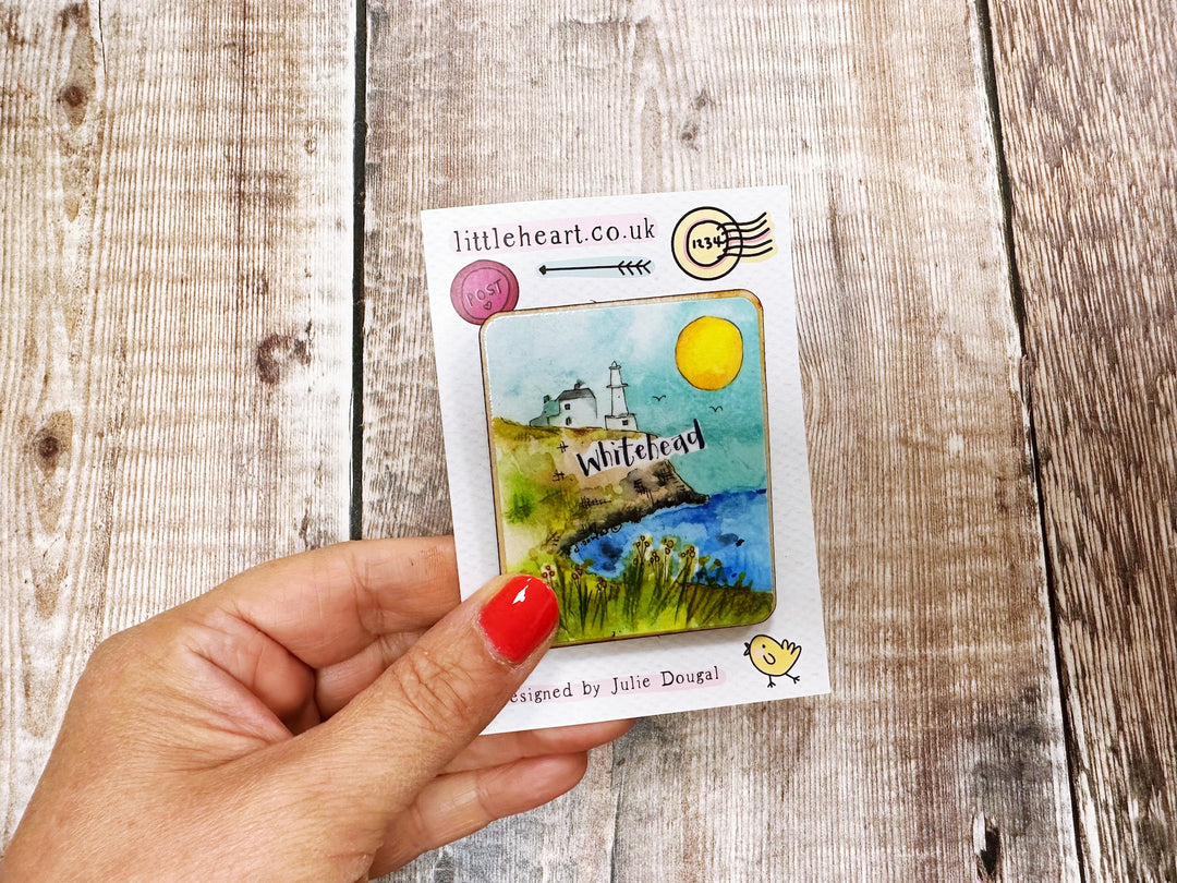 Whitehead Lighthouse Northern Ireland Cute Little City Wooden Magnet